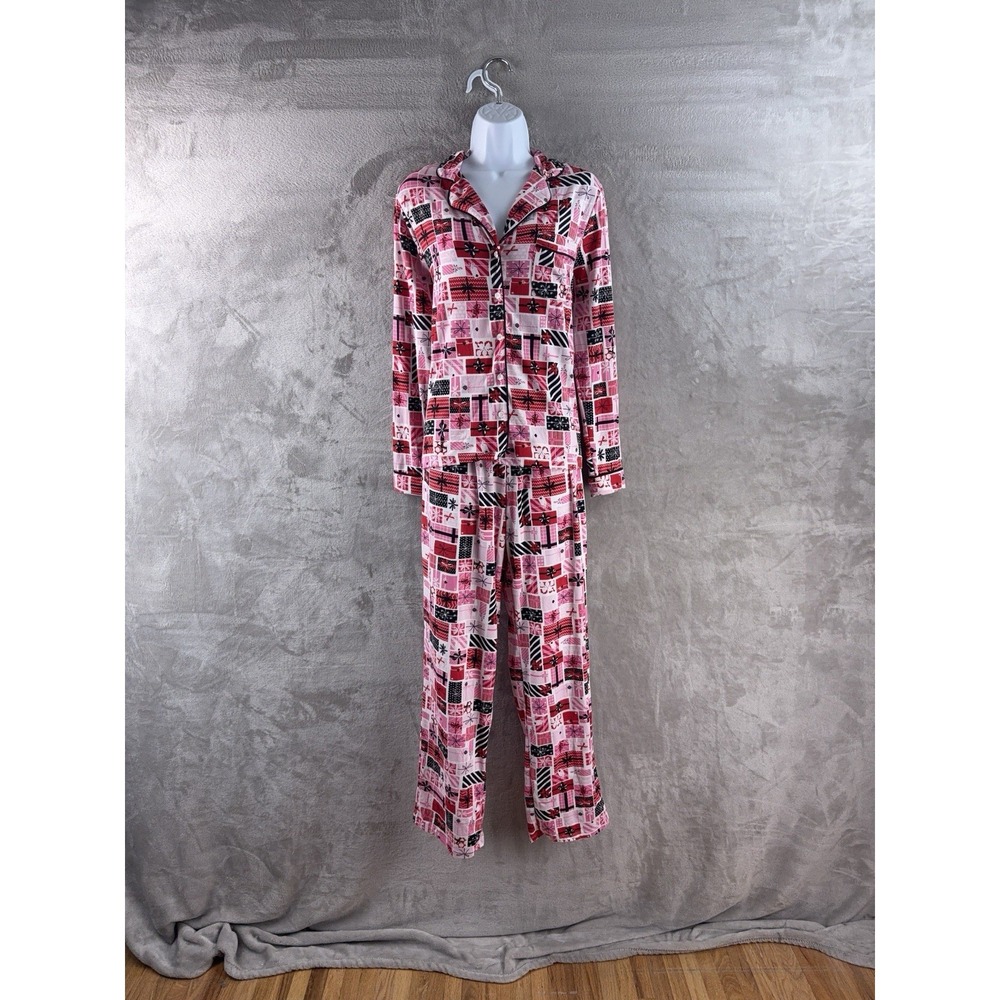 Kate Spade Patchwork Pajama Set Shirt Pants Womens Size Small Pink Holiday Gift